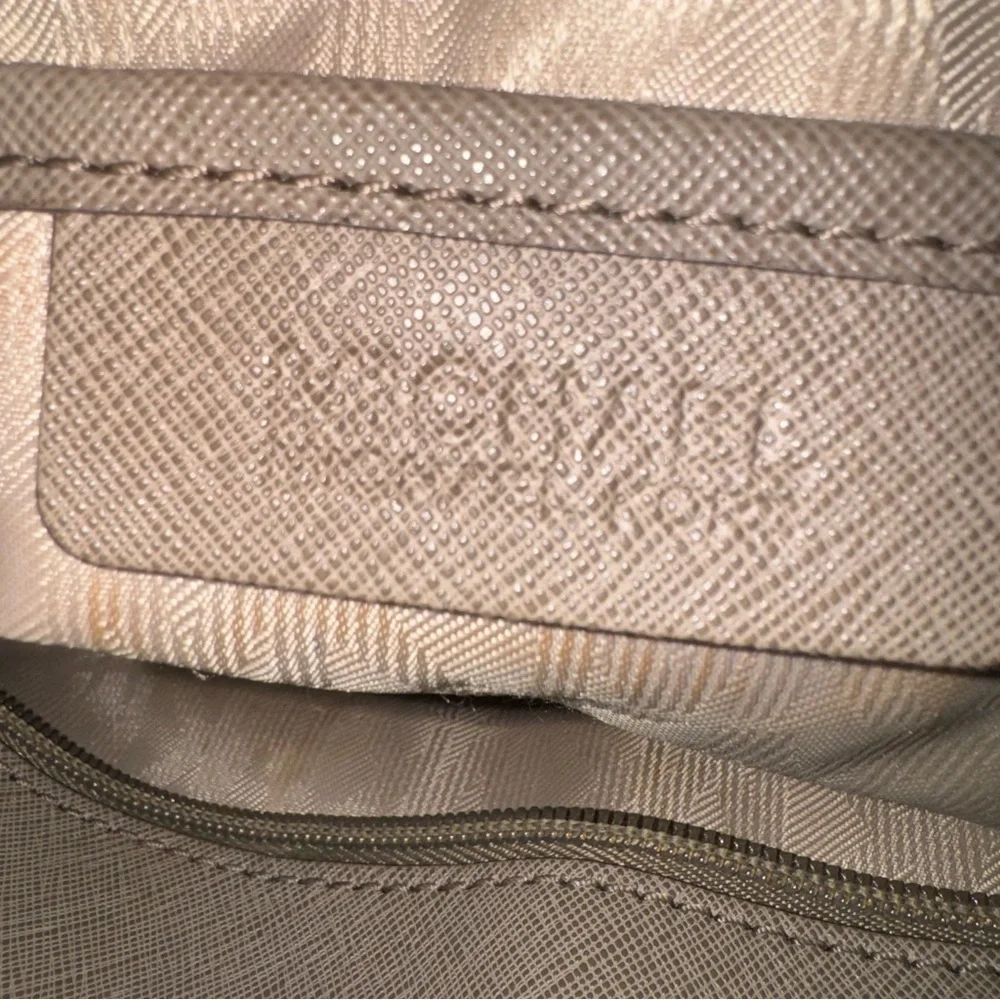 MICHAEL KORS Grey Saffiano Leather Large Jet Set Pocket Tote Shoulder Bag